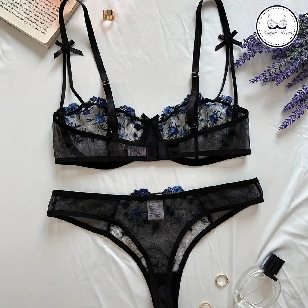Floral Mesh Lingerie Set