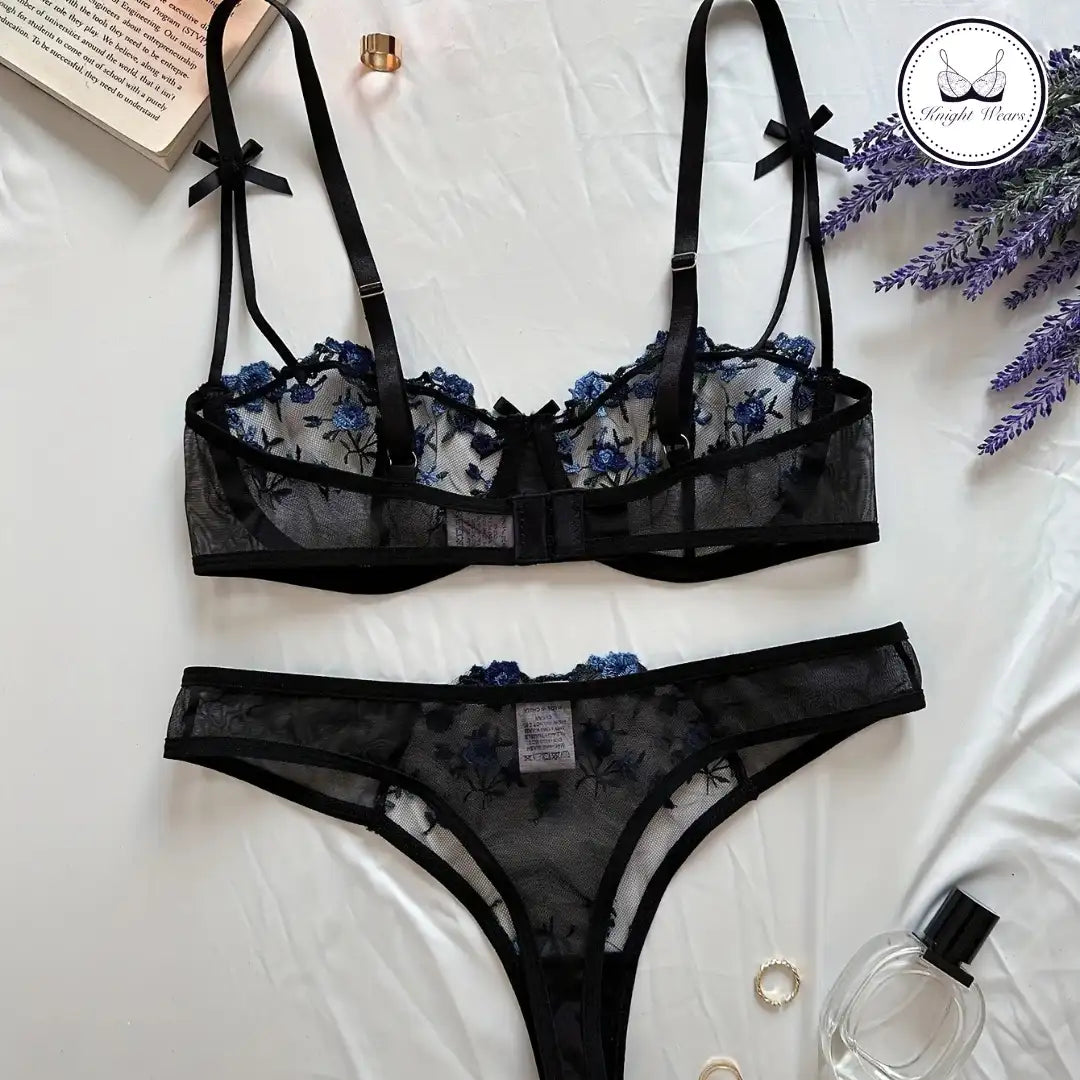 Floral Mesh Lingerie Set